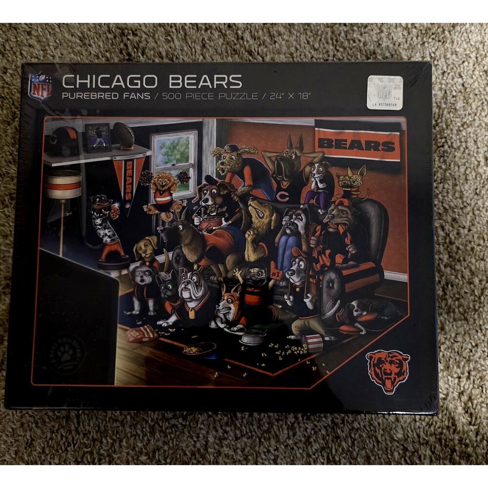 NFL Chicago Bears Football Fans A Real Nailbiter Dogs Puzzle 500 Pc NEW SEALED